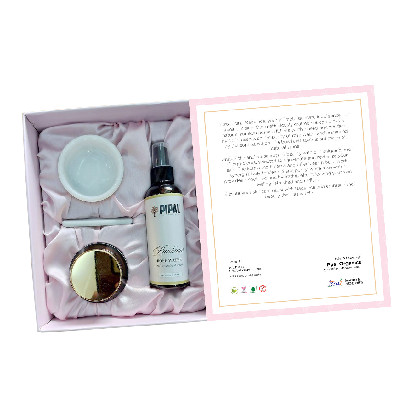 Radiance | Skincare Set for Luminous Complexion | Ayurvedic Face Mask with Rose Water | Natural Stone Bowl and Spatula